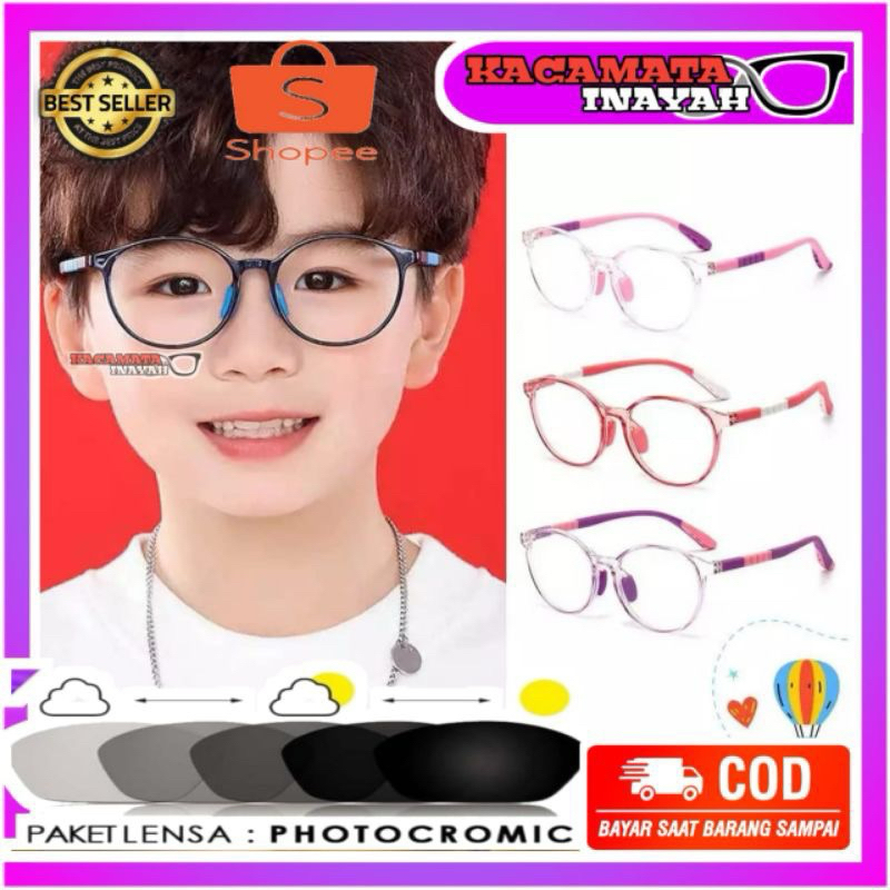 KACAMATA ANAK ANTI RADIASI FRAME 5289 | KACAMATA PHOTOCROMIC | KACAMATA MINUS BLUERAY