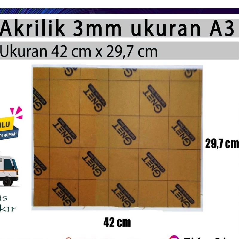Akrilik / Acrylic / Mika Ukuran A3 3mm