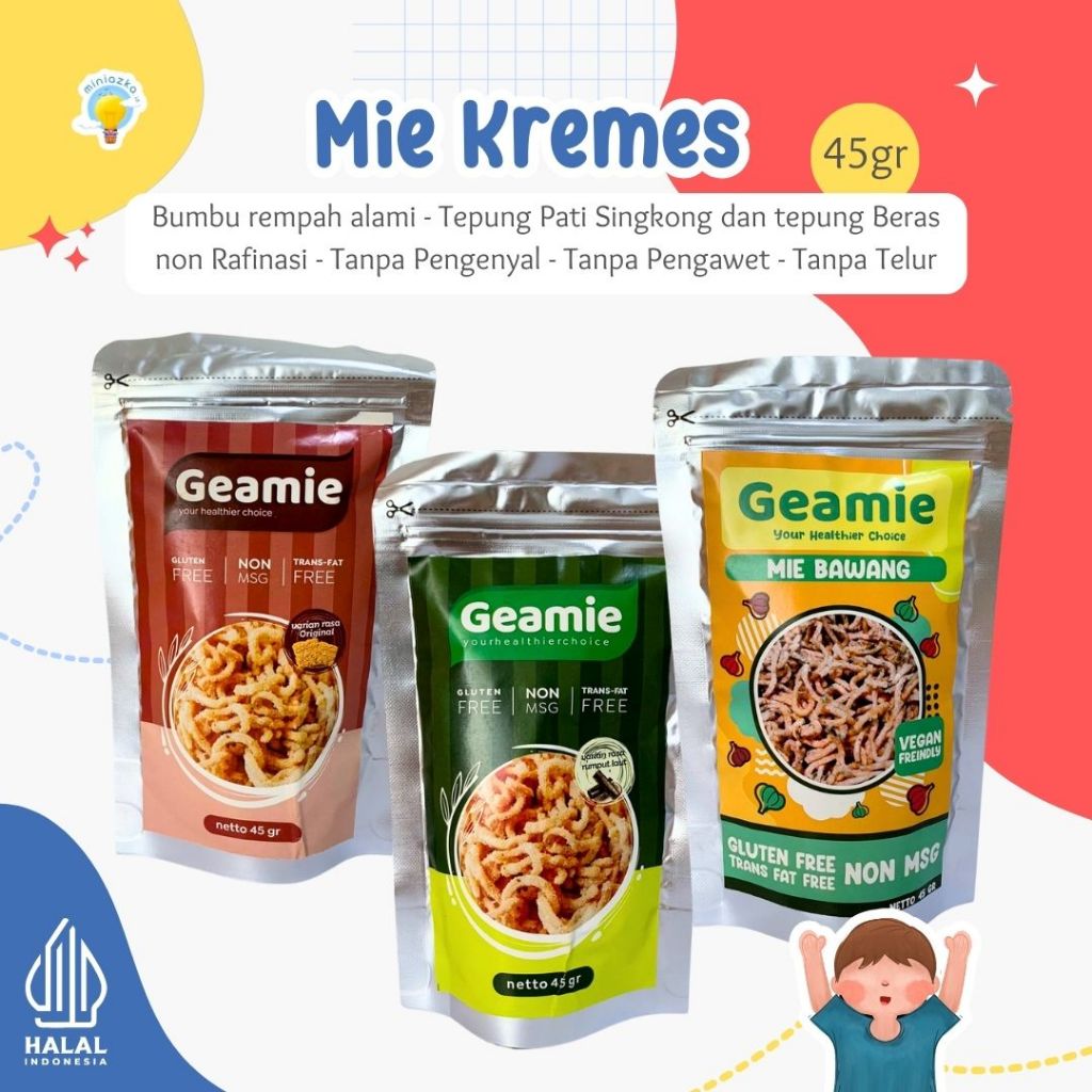 

MINIAZKA - MIE KREMES CEMILAN SEHAT GLUTEN FREE NO MSG GEAMIE