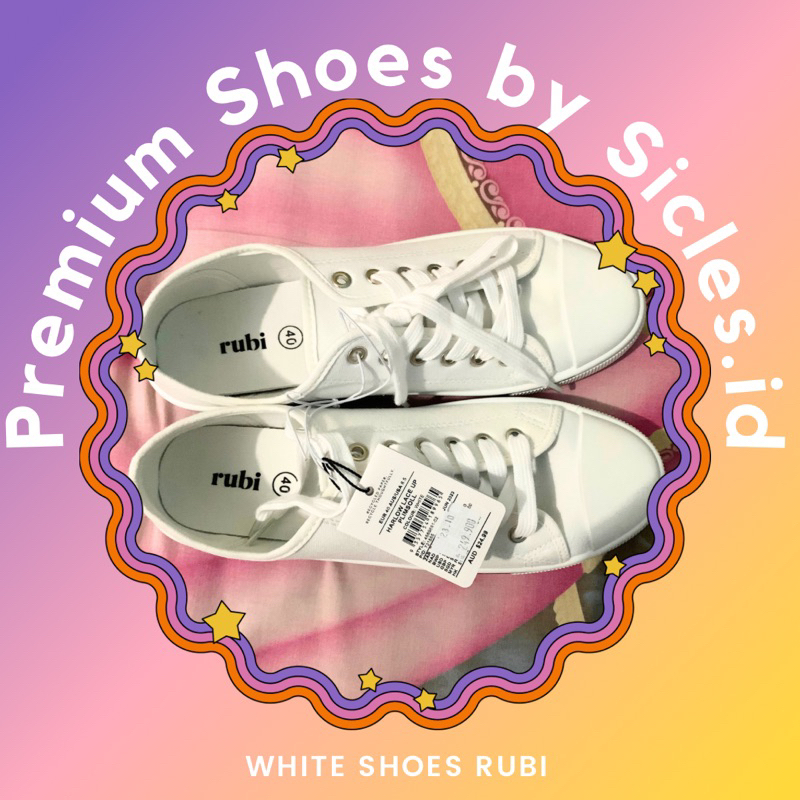 PRELOVED BUT NEW - RUBI SHOES HARLOW LACE UP PLIMSOL WHITE - SEPATU RUBI - SNEAKERS RUBI PRELOVED