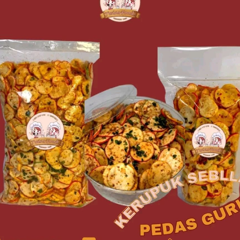 

(TERMURAH) Kerupuk Seblak Cikur/Kerupuk Bantet 250 Gram Asin Pedas Daun Jeruk Makanan Ringan Cemilan Kering Viral