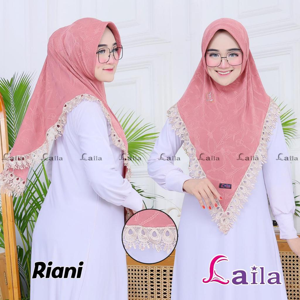 Hijab Renda Riani Ori Laila Hijab/ jilbab renda embos/ hijab renda terbaru Muslim