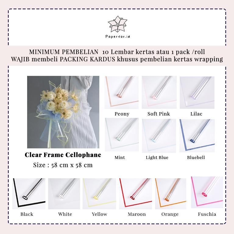 

ECER Kertas Buket Bunga Cellophane CLEAR FRAME per LEMBAR