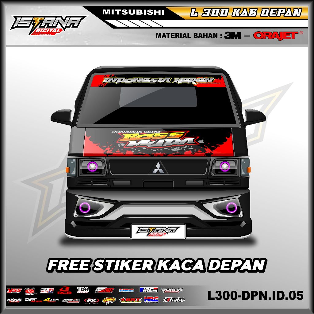 STIKER DECAL KAB DEPAN L300 - STICKER VARIASI KAB DEPAN PICK UP L300 (FREE STIKER KACA DEPAN) -