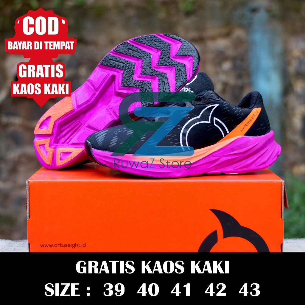 119900 PROMO SEPATU RUNNING ORTUSEIGHT HYPERGLIDE 2.0 HITAM UNGU SEPATU OLAHRAGA LARI MURAH