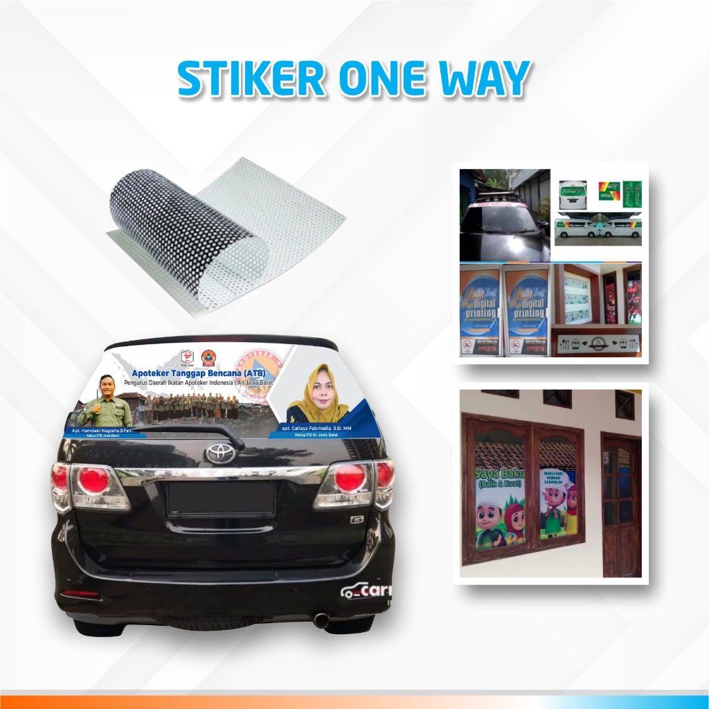 STIKER ONE WAY / STIKER SATU ARAH / ONE WAY VISION / STIKER TEMBUS PANDANG KACA BELAKANG MOBIL