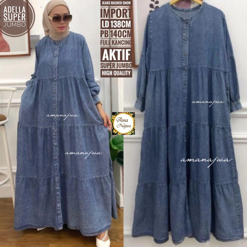 gamis jeans / gamis denim / gamis jumbo / gamis super jumbo / ld 128 / denim import
