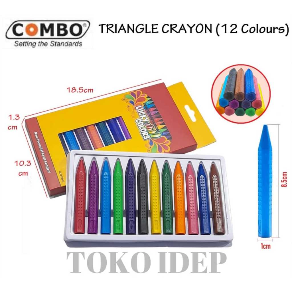 

Triangle Crayon 12 CLR / Krayon Segitiga / Plastic Crayon Lab 12 Warna