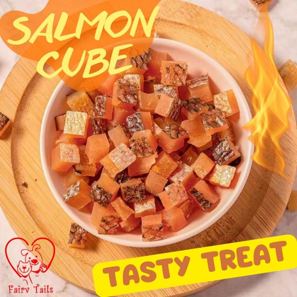 Snack Anjing Salmon Cube Daging Ikan Salmon Ayam Sapi Segar Bahan Salmon Laut Dalam / Makanan Anjing