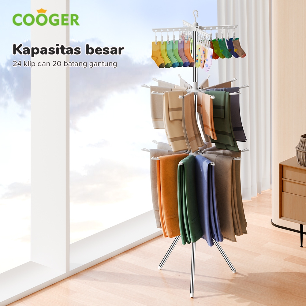 [LIVE COOGER] COOGER Rak Jemuran Lipat Stainless Steel 3 Tingkat Jemuran Serbaguna Jemuran Pakaian