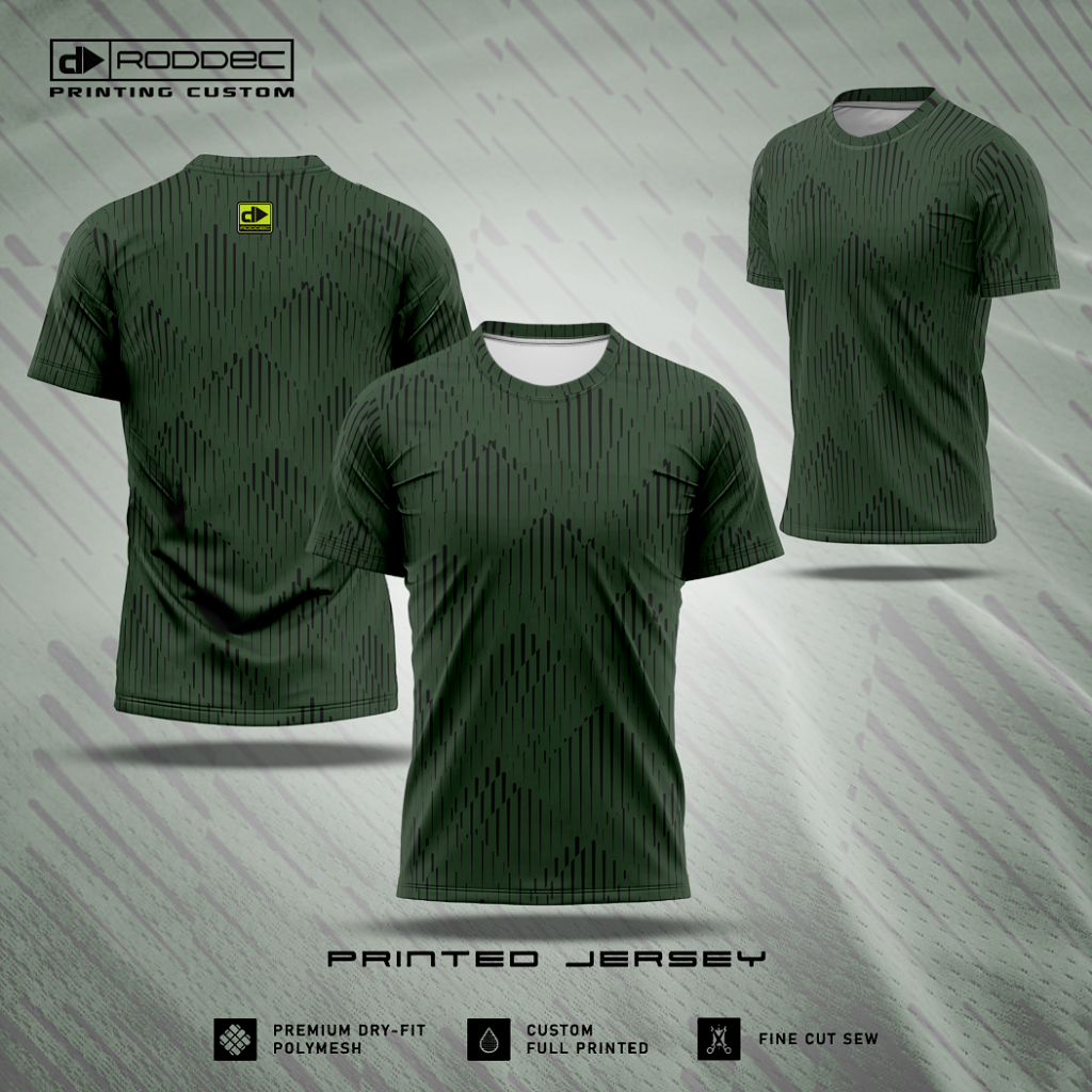 RODDEC QUANTUM QUICK ARMY - Jersey Running Baju Olahraga Futsal Pria Quick Dry Kaos Lari Badminton T
