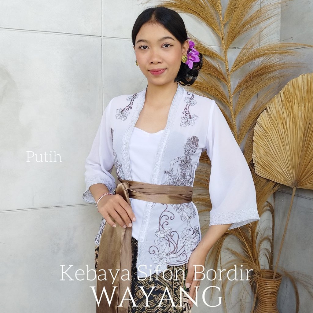 (HANYA KEBAYA) Baju Kebaya Jadi Sifon Bordir Wayang Kebaya Bali Modern Wisuda