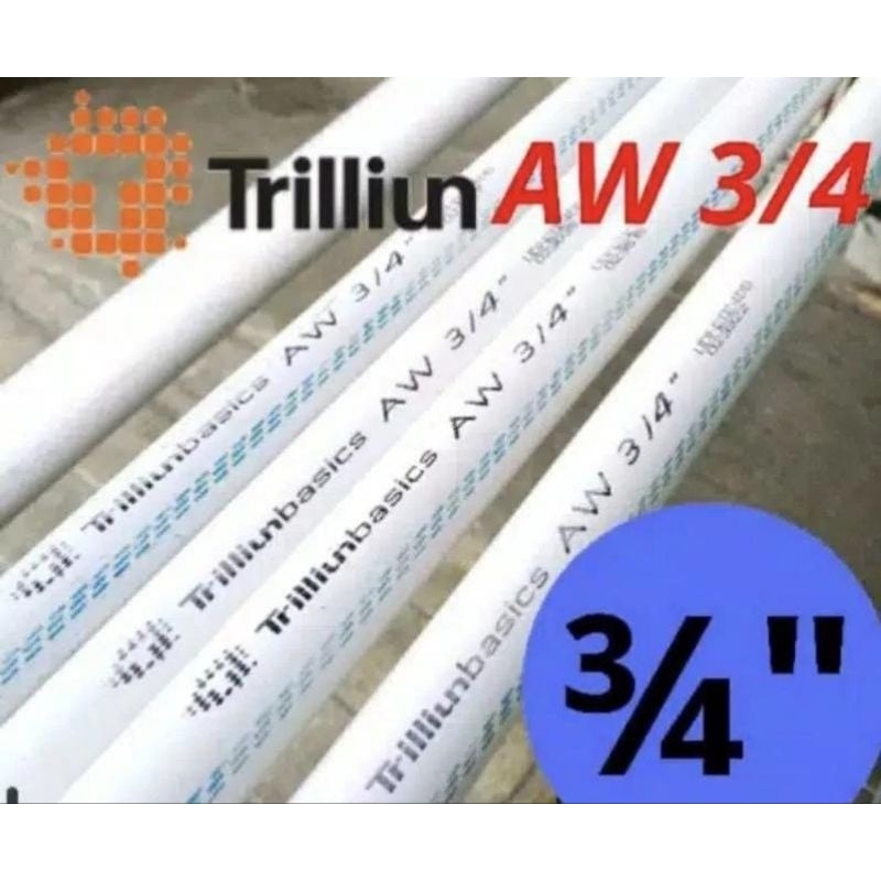 PIPA PVC AW 1/2" & 3/4" inch  PARALON PVC TEBAL AW PANJANG 50cm putih TRILLIUN/harga permeter