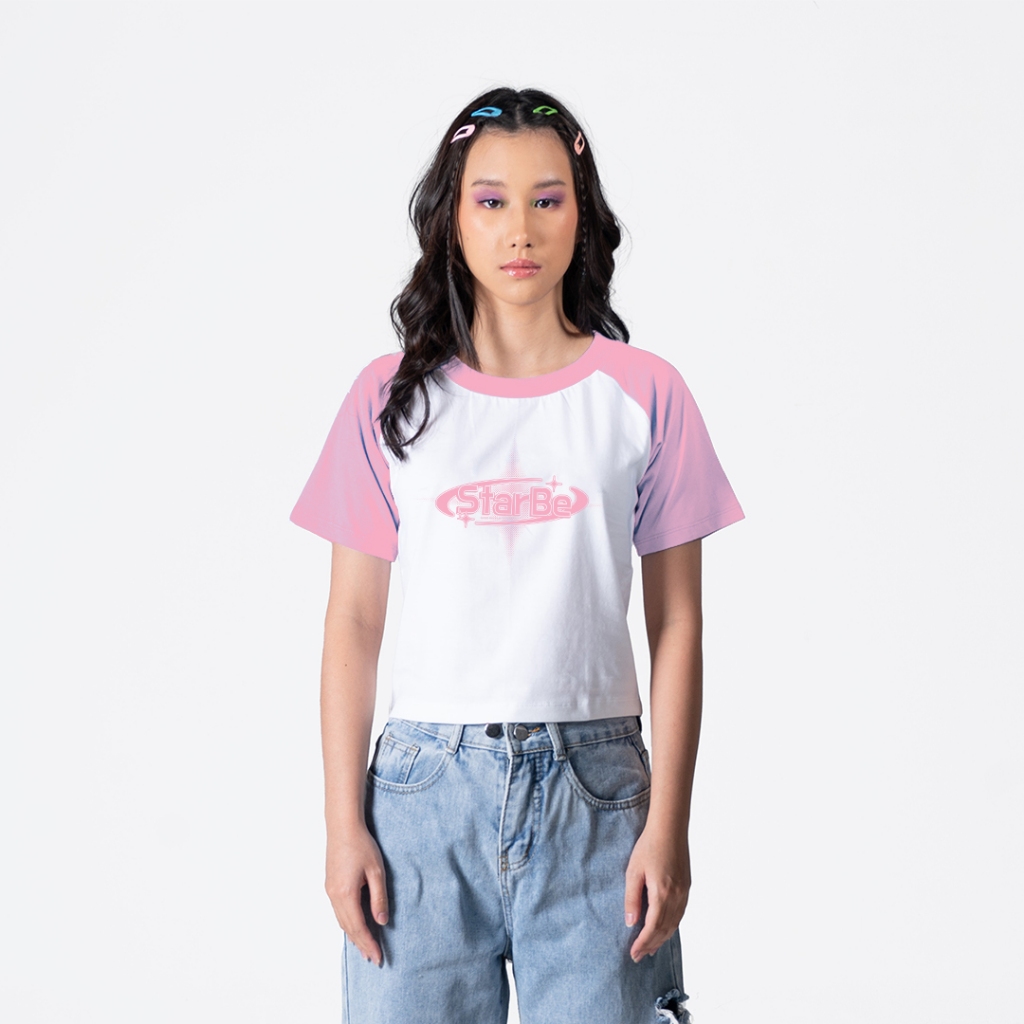 Roofair Crop Raglan Pink - Starbe