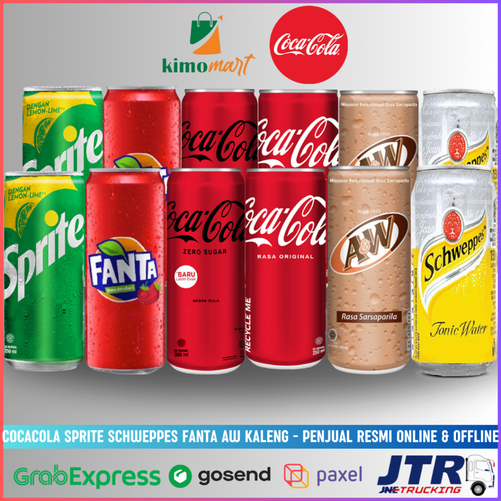 

Minuman Kaleng Coca Cola Fanta Schsweppes Sprite AW Zero - 1 Karton