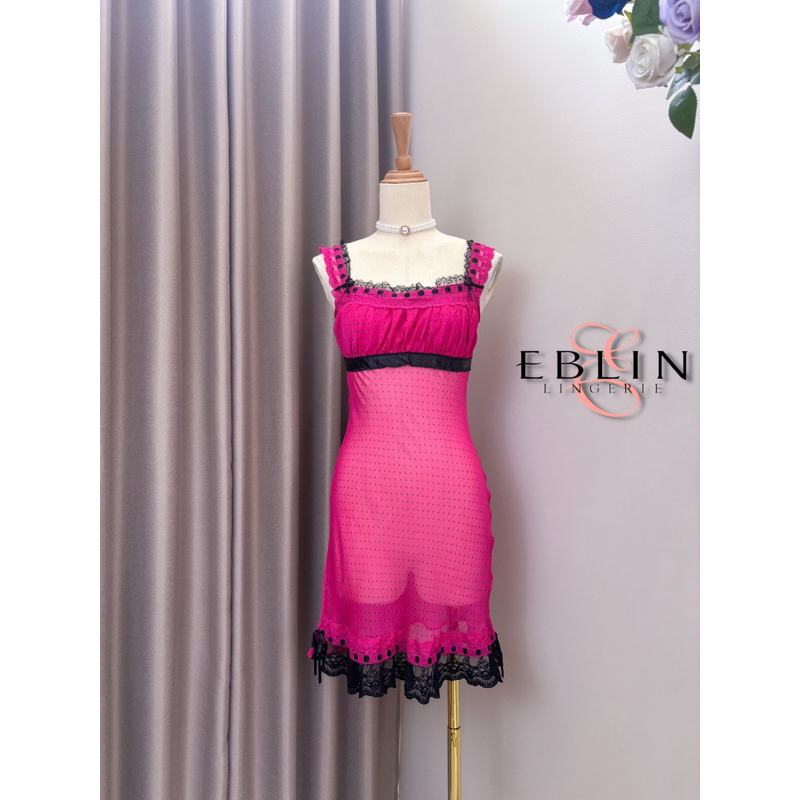 Eblin Lingerie Fusia Pink Baby Doll Slipdress