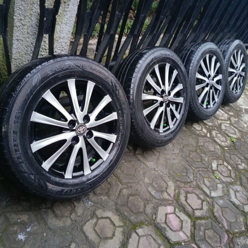4 Velg R15 PCD 100+Ban 185/65 vios etios calya sigra limo datsun picanto lova yaris jazz mobilio