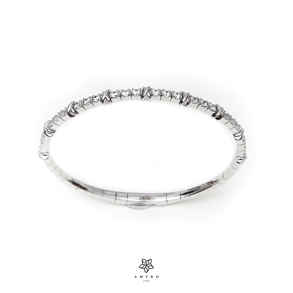 Amero Jewellery Gelang Emas 17K Fillo 126 - Fillo 17K White Gold Bangle
