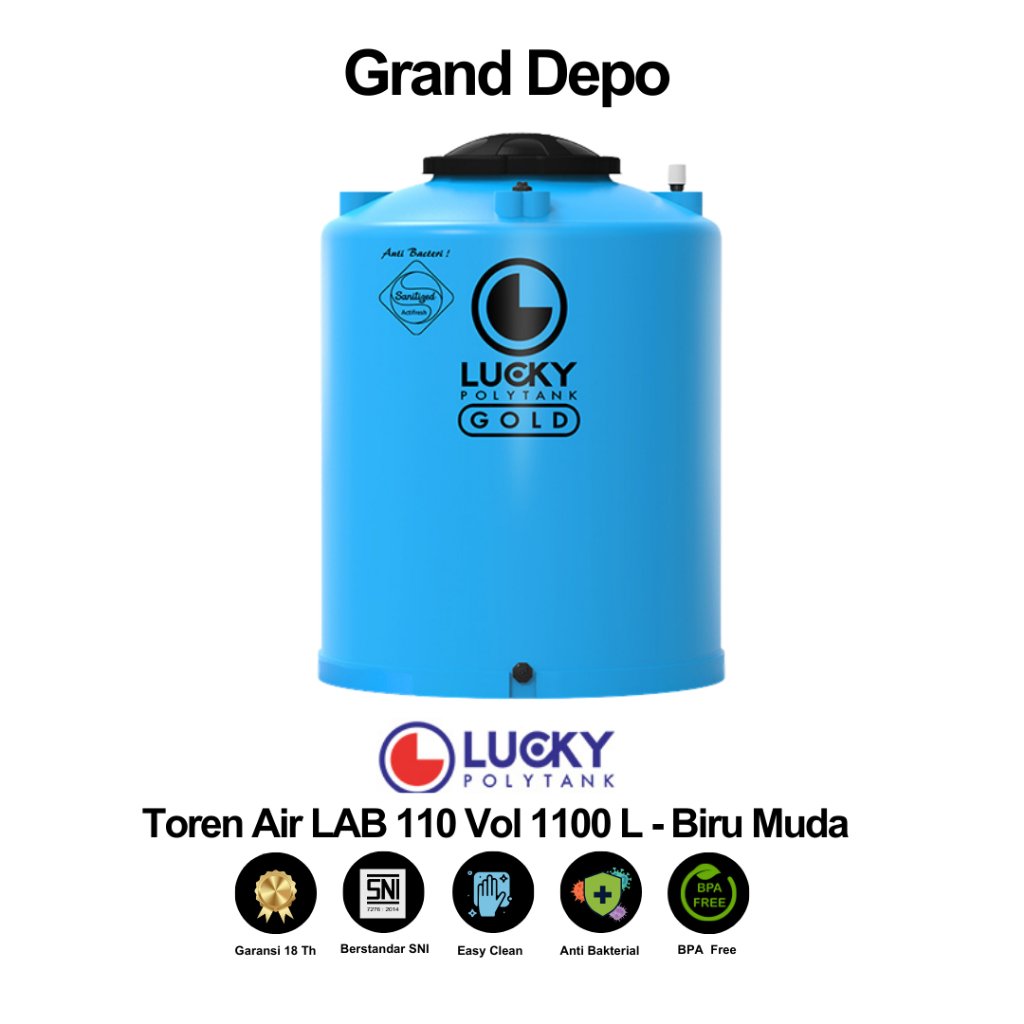 Lucky Polytank Toren Air 1100 Liter LAB 110 Biru