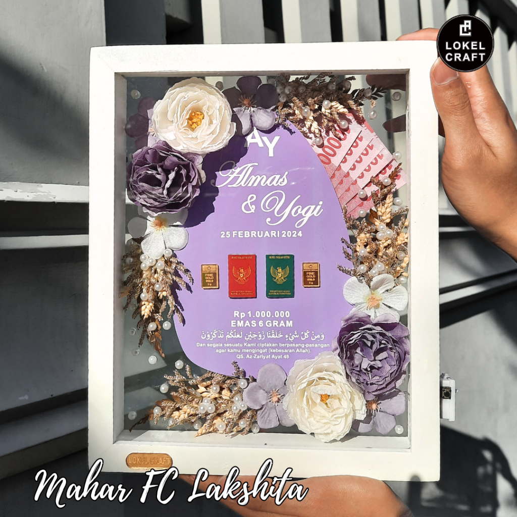 Mahar Pernikahan Cantik | Bingkai Mahar | Mahar Transparan 25x20 | Mahar FC Lakshita