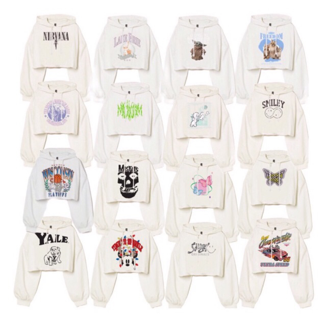 HNM NEW NIRVANA UTERO CREAM CASPER MISFITS KARMA BUTTERFLY SMILEY YALE MICKEY MACROCOSM CROP TOP HOO
