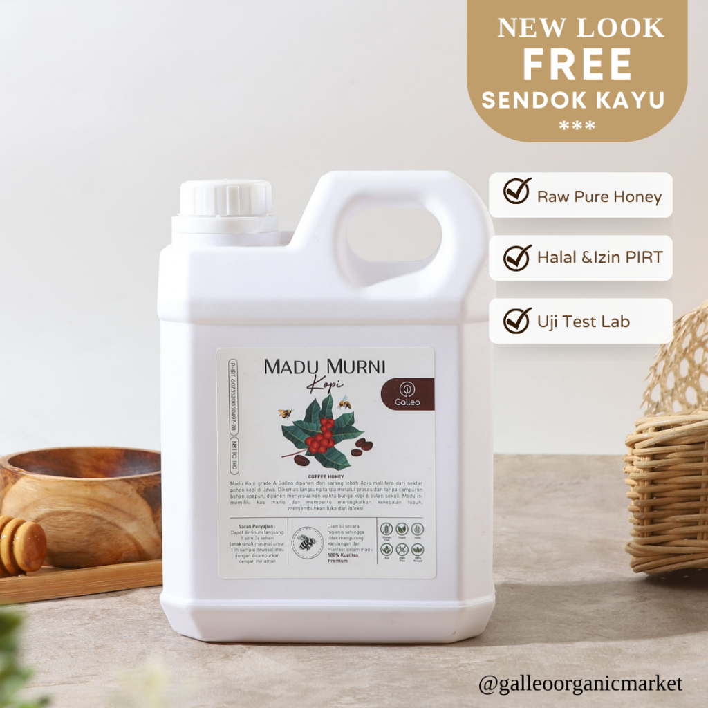 

Madu Murni Kopi 1 kg Galleo Grade A Garansi 100% Asli [ Free Sendok Kayu ]