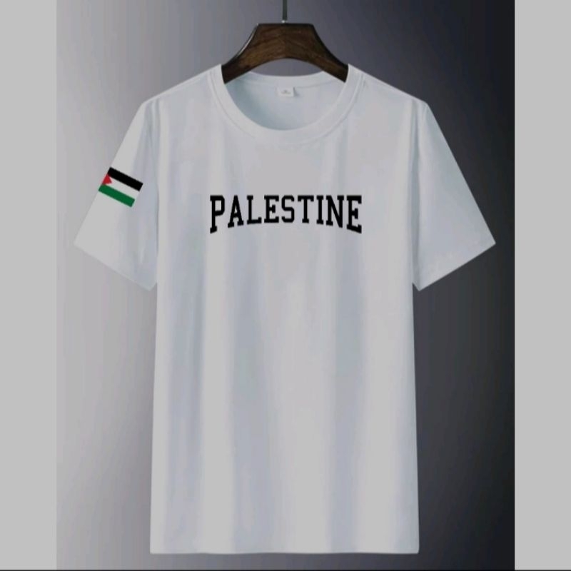 Baju Kaos tulisan PALESTINA baju santri muslim save palestine ~ FREE STIKER