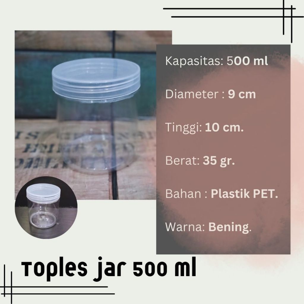 [Grosir] Toples Jar Tabung Plastik PET - Jar 500 ml
