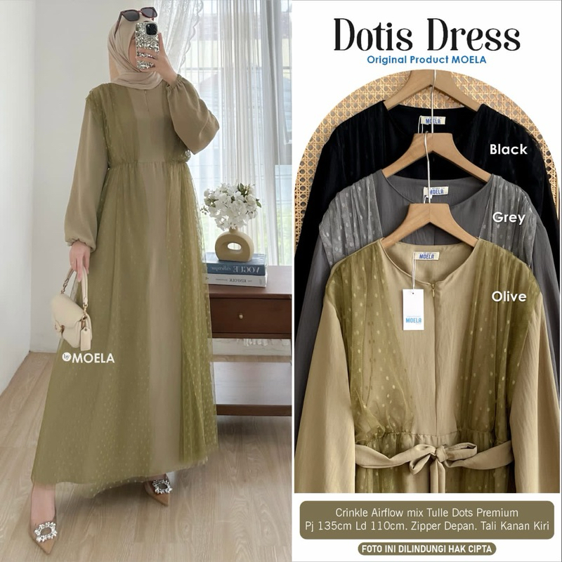 DOTIS DRESS CRINKLE POLOS MIX TULLE DOTS 1202