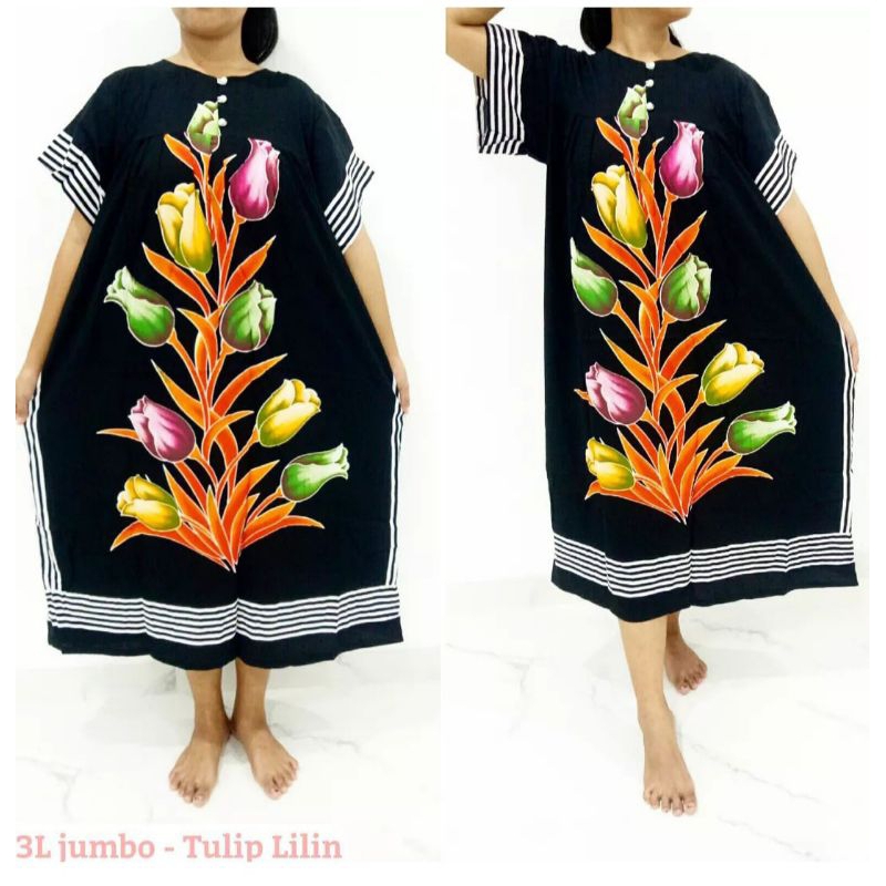 Daster Hengky Jumbo 3L Motif Tulip Lilin