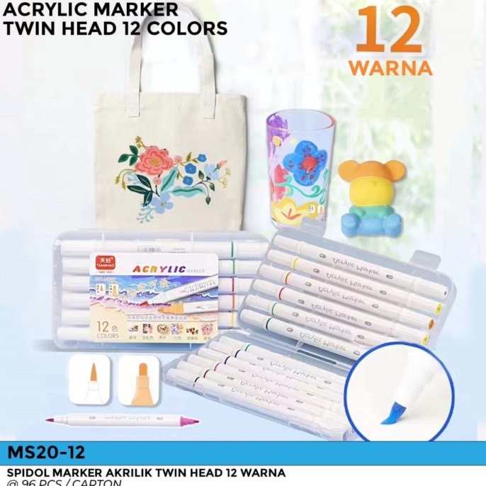 

Super Prm Spil Akrilik ua Mata UjungAryli Marker Twin Hea Warna MS2 73