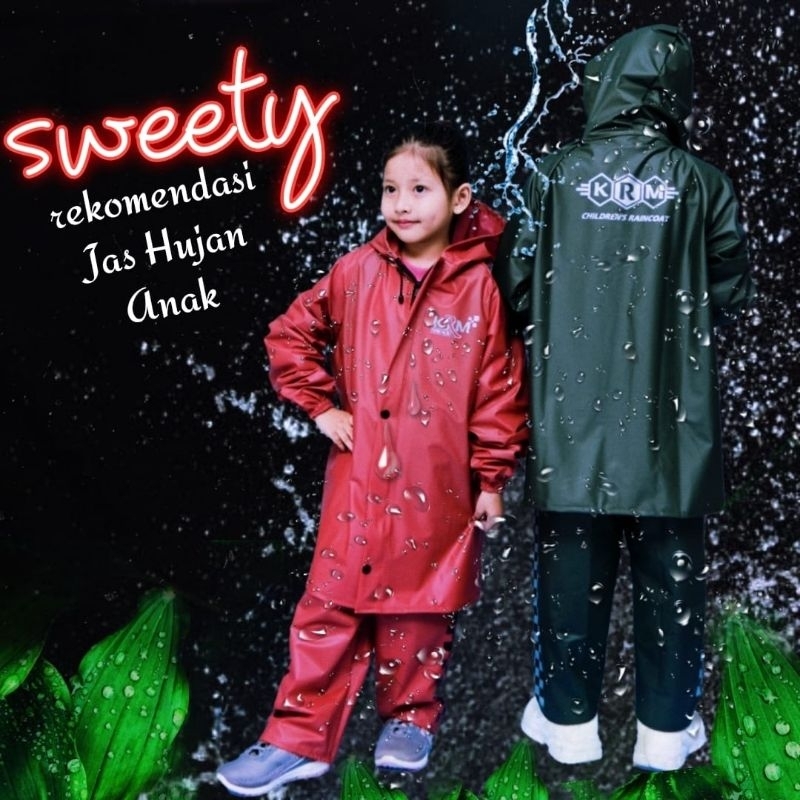 Jas HUJan KRM Mantel Hujan Berkualitas yang Kedap Air Buat Usia Anak 3 -12 Tahun