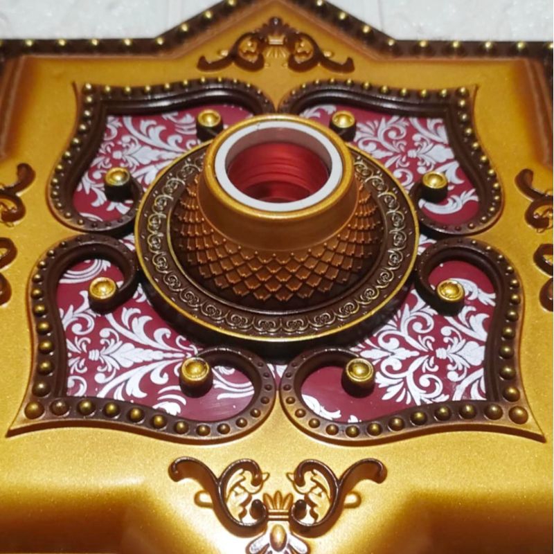 Ornamen Bintang Gold lis Coklat Fitting Hias Lampu Plafon 30 X 30 CM PVC plafon Gipsum Dekorasi Lamp