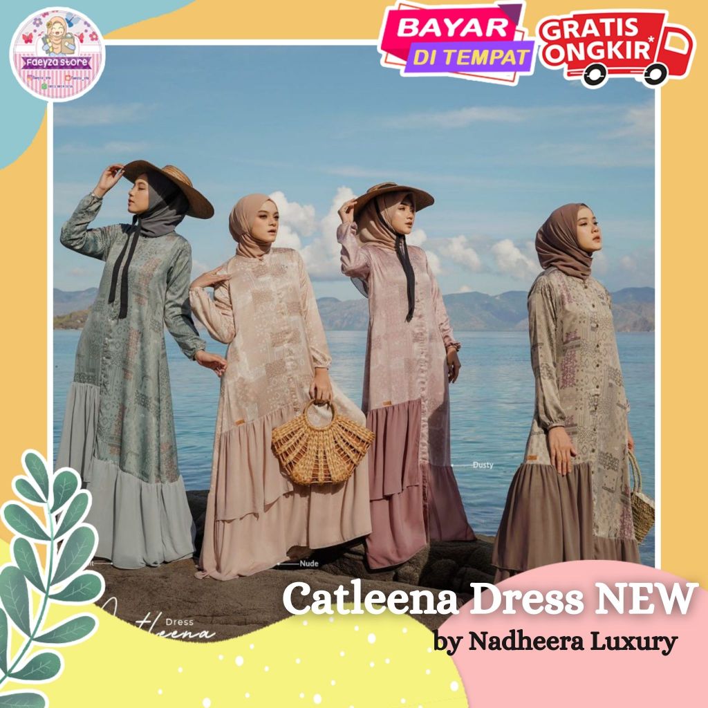 Catleena Dress NEW ORI by Nadheera Luxury Gamis Terbaru Jumbo XXL LD 110 Dress Wanita Kondangan Busu