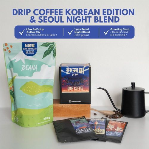 

Special Drip & Roasted Coffee Package | Paket Kopi Drip Box Korean Edisi 90gr + Seoul Night Blend 250gr - Beana Roastery Semarang