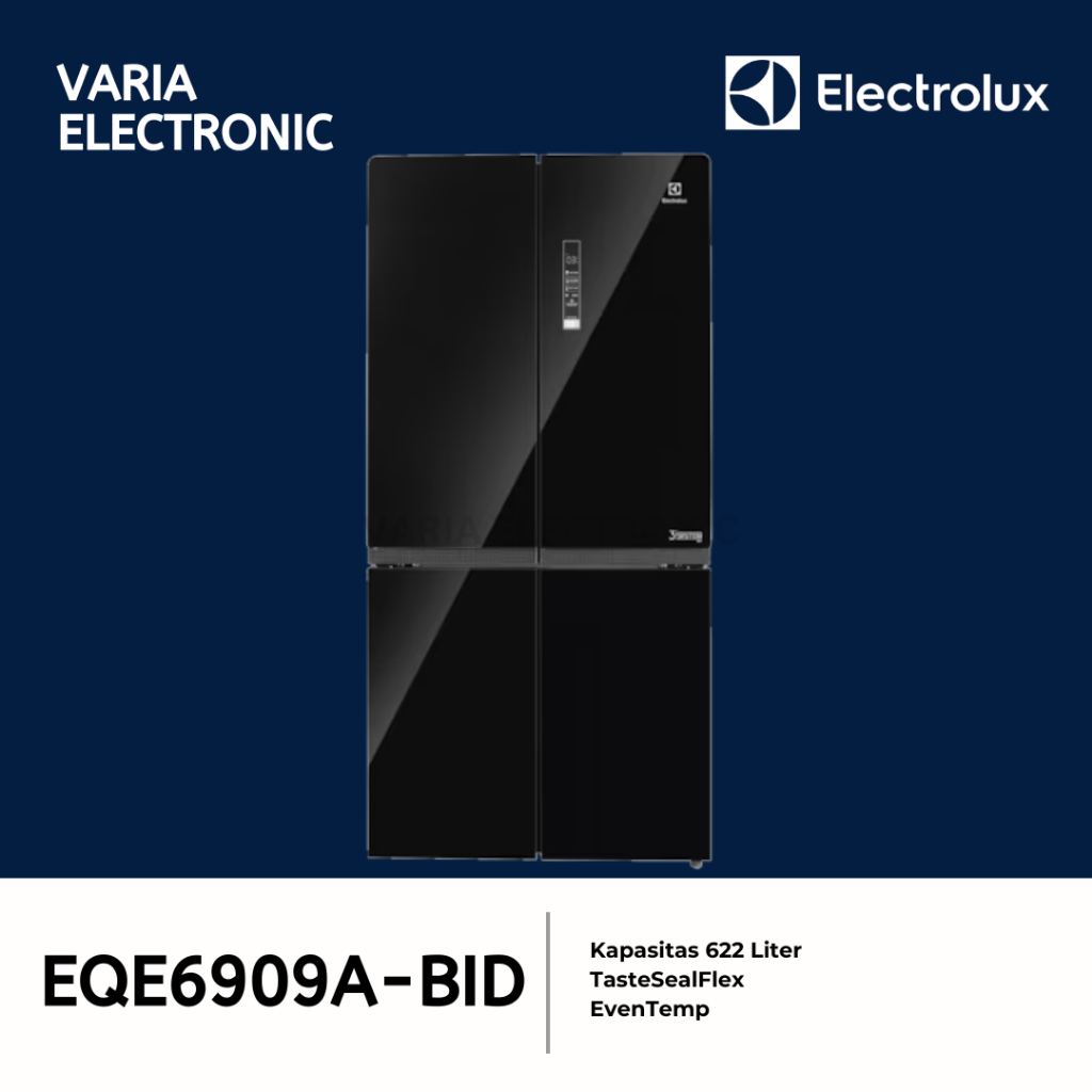 Electrolux EQE6909A-BID Kulkas Side by Side 622L - Glass Black