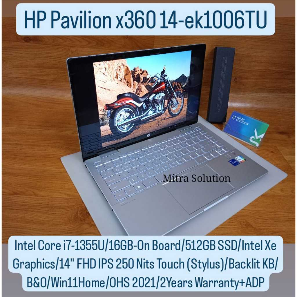 Laptop HP X360 HP14 - Ek1006tu Intel Core i7-1355U/16GB/512GB SSD baru laptop flip bisa dilipat jadi tablet