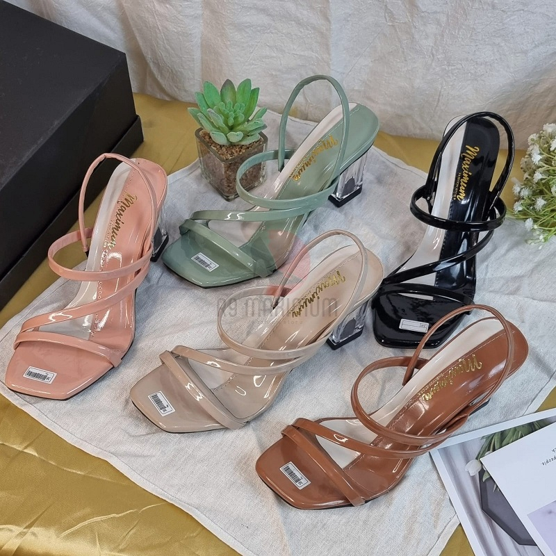 High Heels Wanita Hak Tahu Premium Hak Kaca 7cm