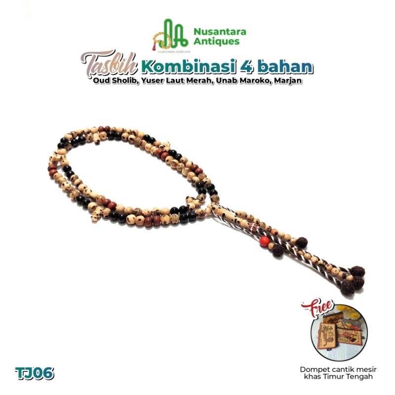 Tasbih Tijani 4 Bahan Timur Tengah: Unab, Yuser, Oud Sholib, Marjan