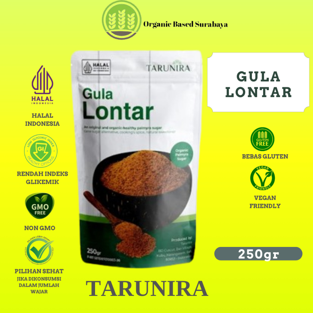 

Gula Lontar Organik mencegah Diabet dan Cocok untuk konsumsi harian,Tarunira,250gr,Rendah IG,Non GMO