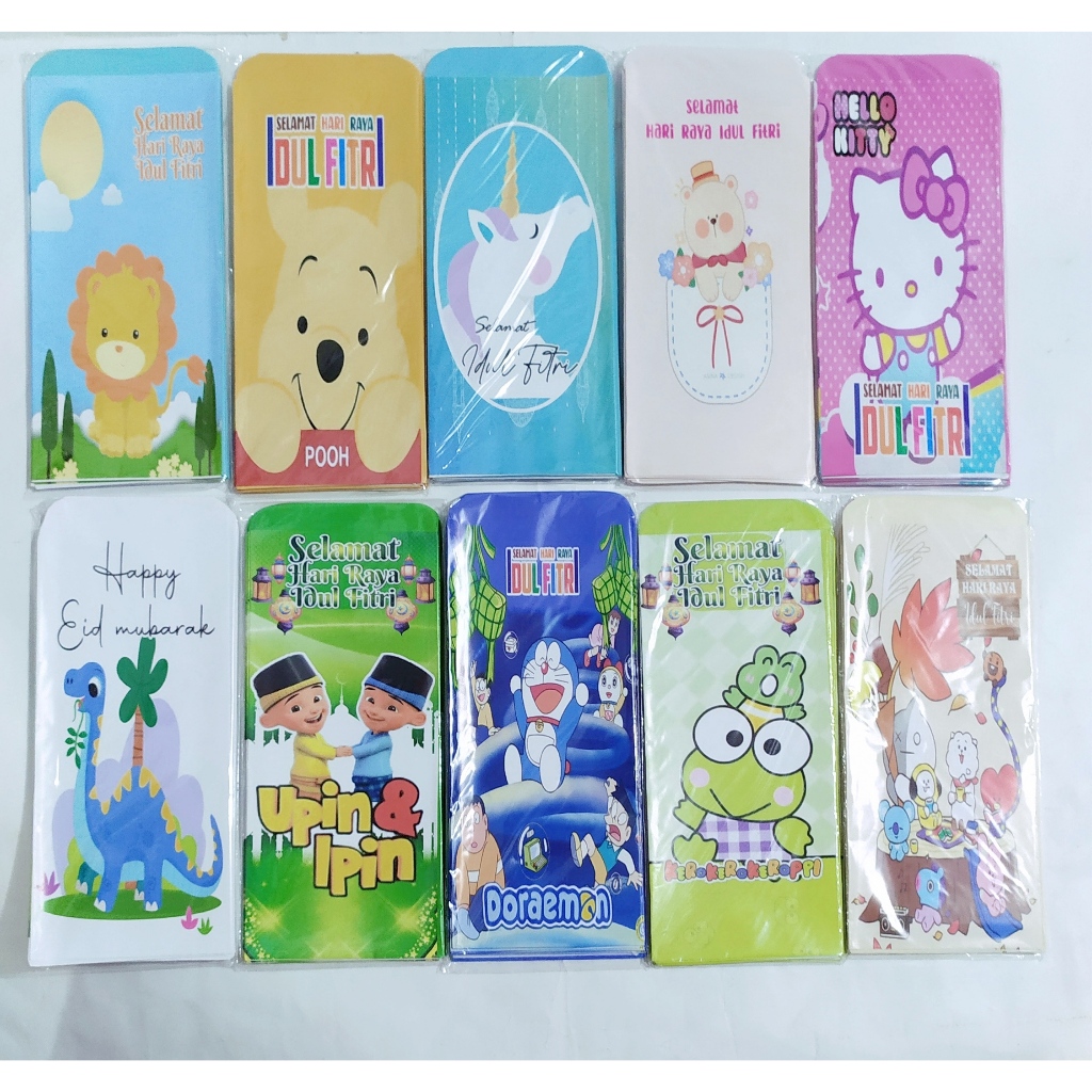 

Amplop lebaran Jumbo Kartun 1 pak isi 10 (uang Tanpa Lipat) ukuran 7x17cm