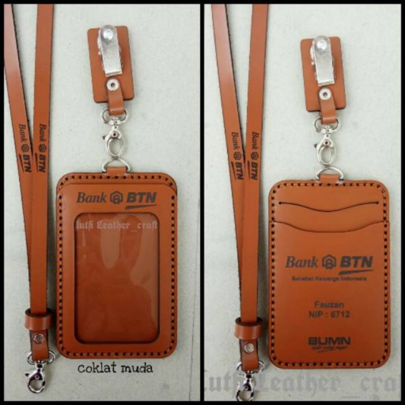 

ID CARD HOLDER NAME TAG KULIT SAPI ASLI FREE CUSTOM LOGO INTANSI PERUSAHAN HANDMADE