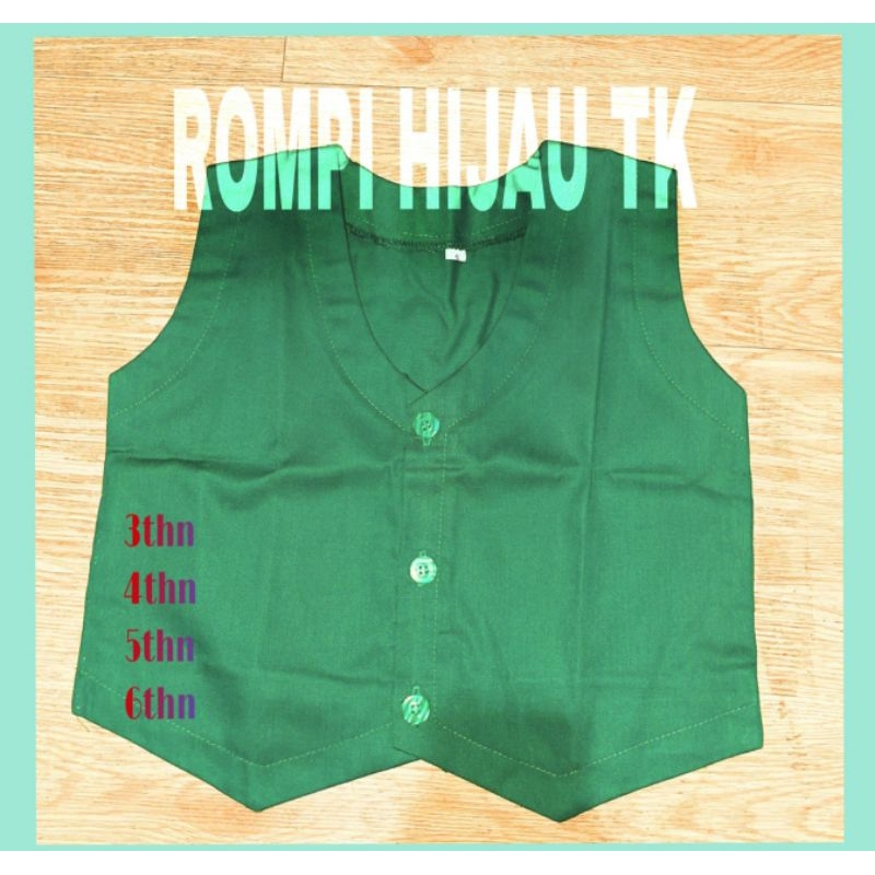Setelan Rompi anak TK Hijau seragam sekolah tk