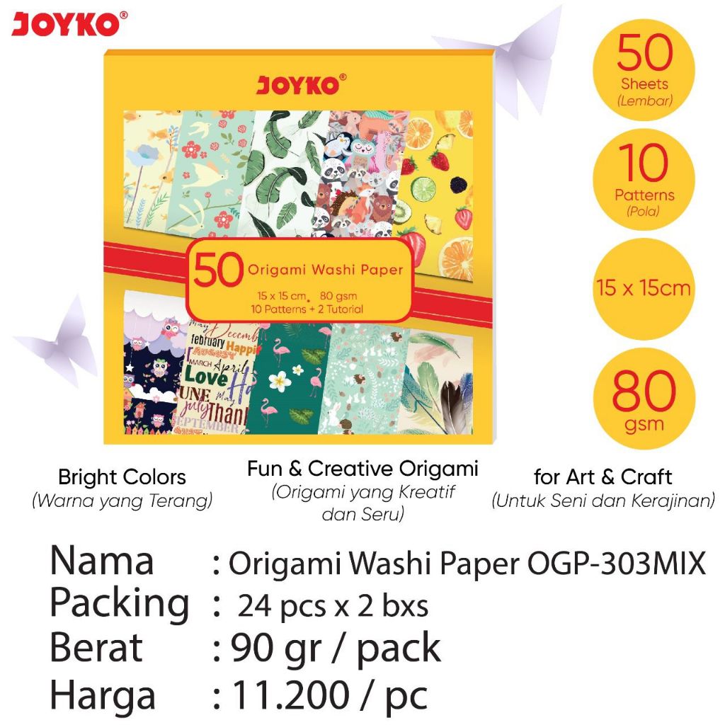 

Origami Paper Kertas Lipat Seni Joyko OGP-303MIX 15 x 15 cm