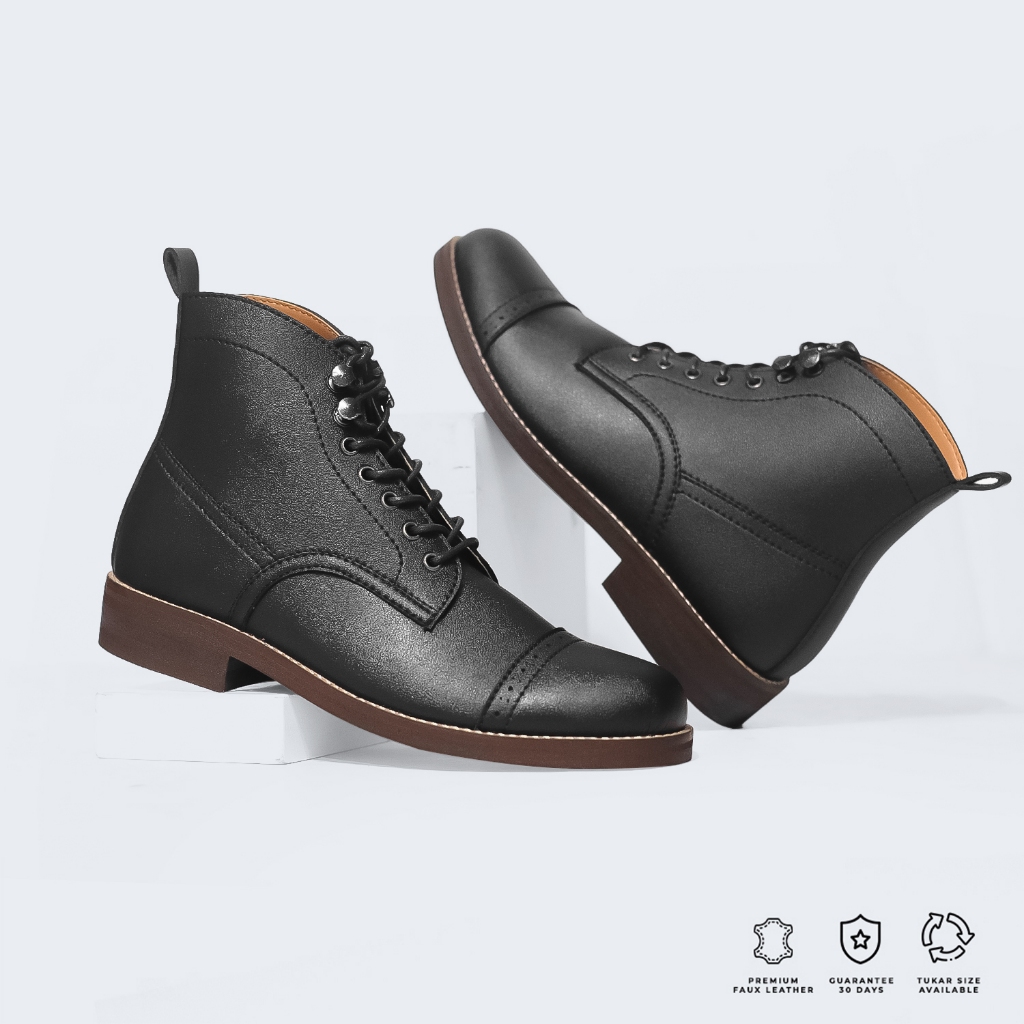 Sepatu Boots Pria Kerja Sanada Hades Hitam - Brygan Craftmanship - Sepatu Kerja Sepatu Kantor Sepatu