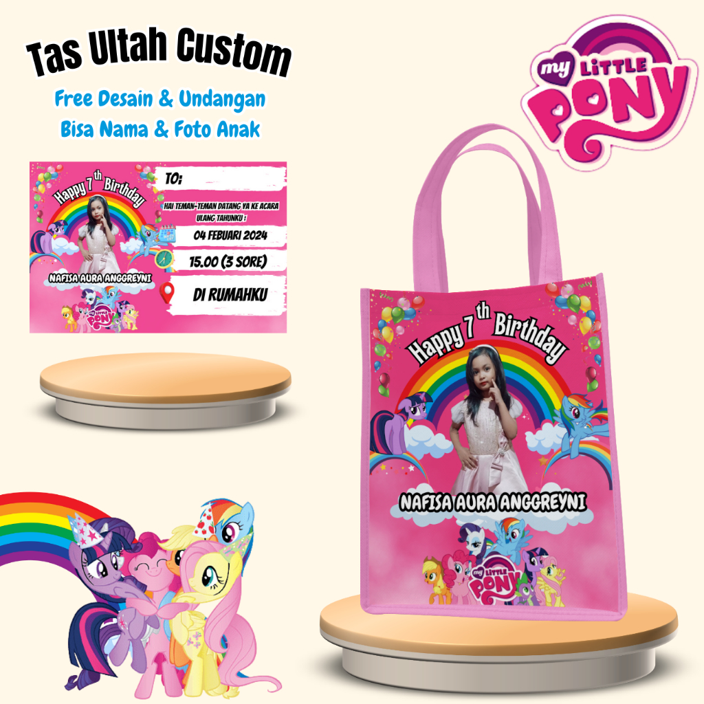 

50 Pcs Tas Free Undangan Anak Cewek Cowok Muat Kfc Snack Karakter Kartun Ukuran 20x25x14