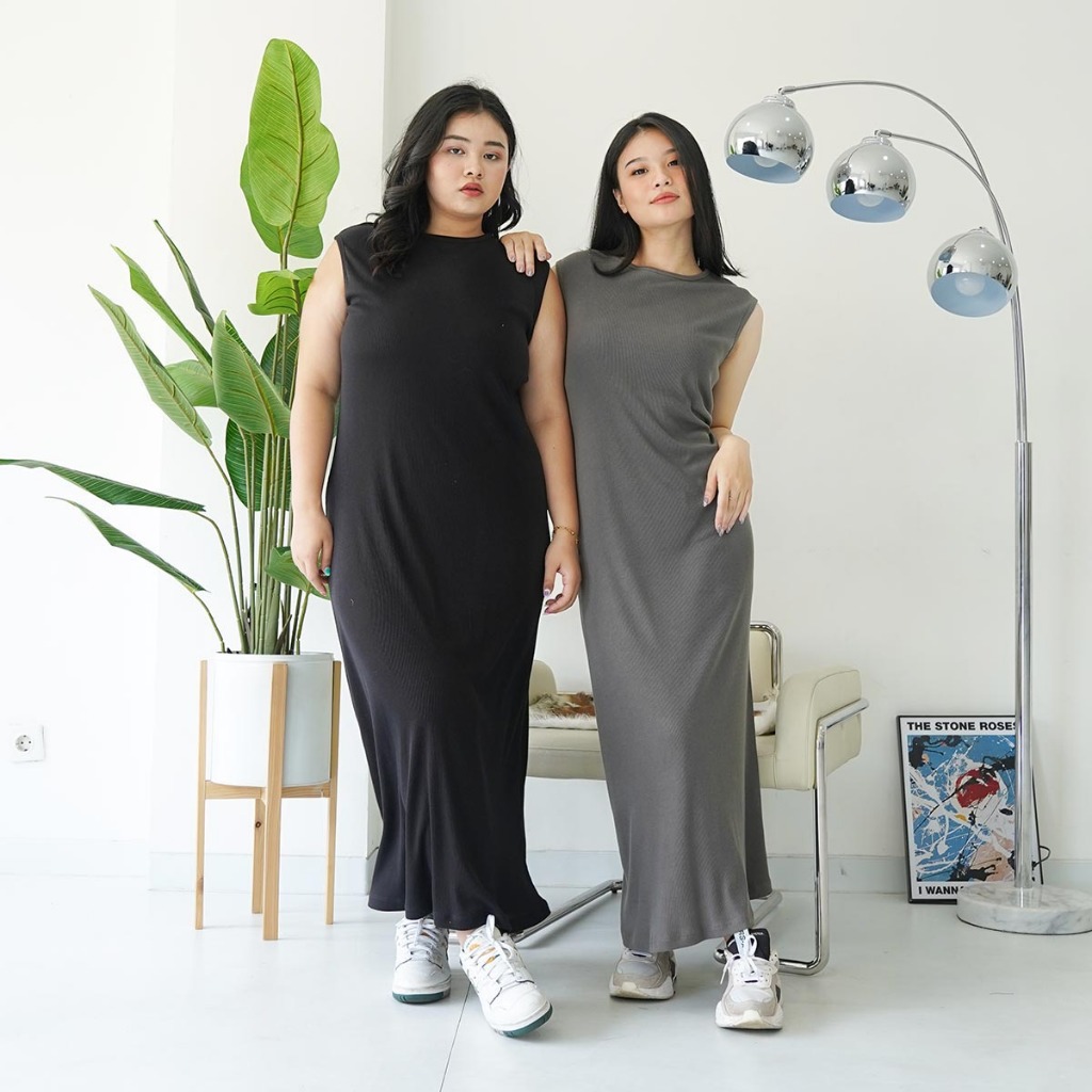 Inner Dress Rajut Knit Tanpa Lengan Jumbo Bumil Busui Bodycon Kutung Polos Premium Aziza MF