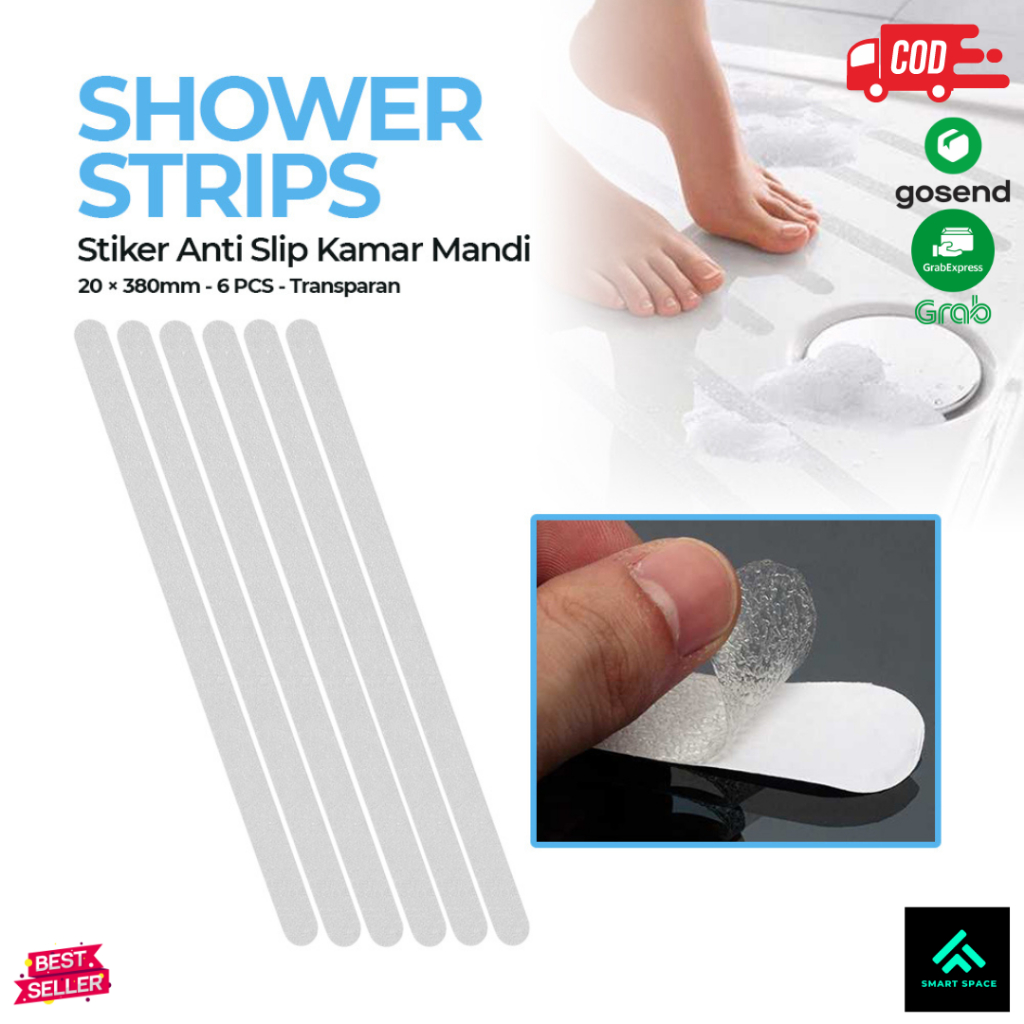 [SPCE] Trustpoud Stiker Anti Slip Kamar Mandi Shower Strips 20x380mm 6 PCS - TT-19 - Makassar