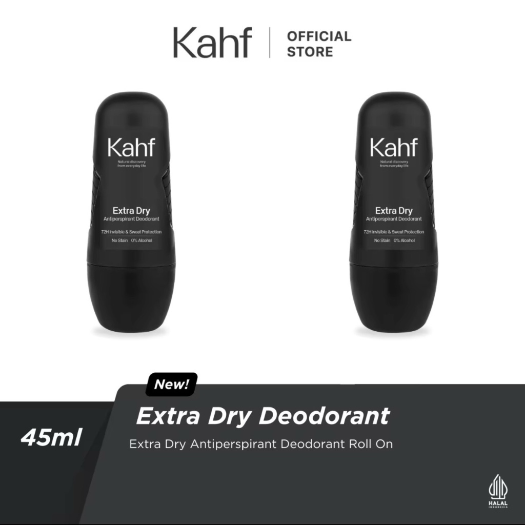 KAHF Extra Dry Antiperspirant Deodorant Roll On Twin Pack Indonesia / Paket Deodorant Pria 45ml 2 Pc