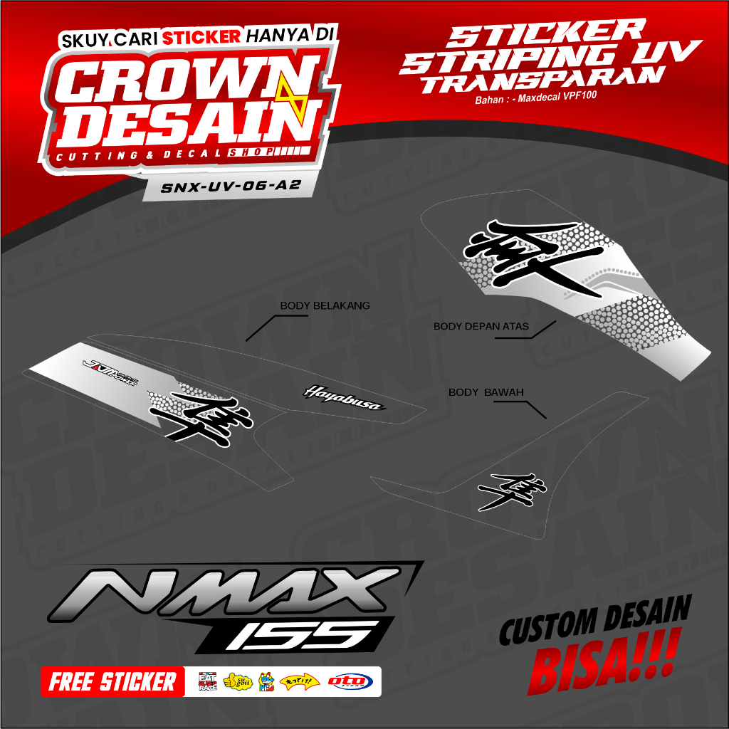 STRIPING UV TRANSPARAN NMAX 155 OLD MOTIF JDM HAYABUSA - STIKER SEMIFULL NMAX 155 OLD CUSTOM HAYABUS